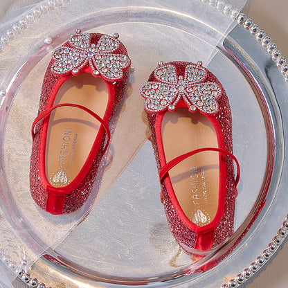 Zapatos de mariposa para niños con purpurina
