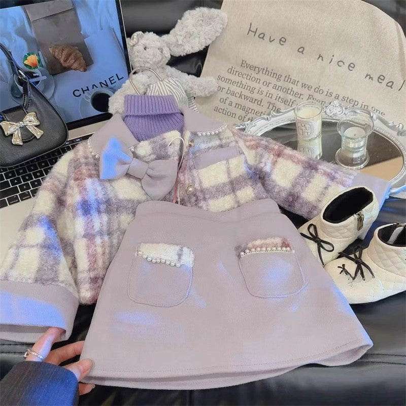 Conjunto Infantil de Invierno con Lazos
