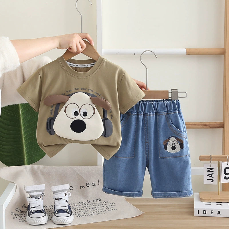 Conjunto infantil con perrito y vaqueros