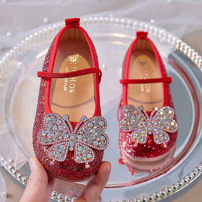 Zapatos de mariposa para niños con purpurina