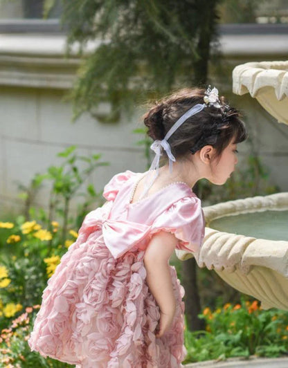 Vestido Infantil Flores Rosa