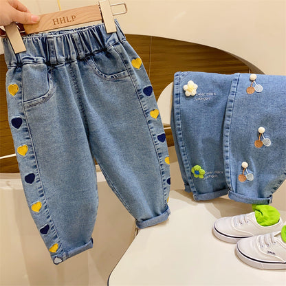 Pantalones Infantiles Flores y Corazoncitos