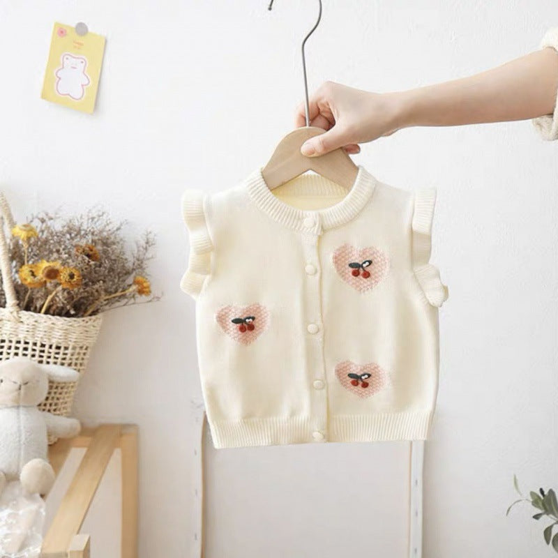 Chaleco Infantil Corazones Cerezas