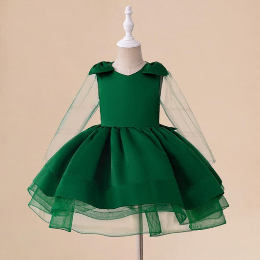 Vestido Infantil de Encaje Verde