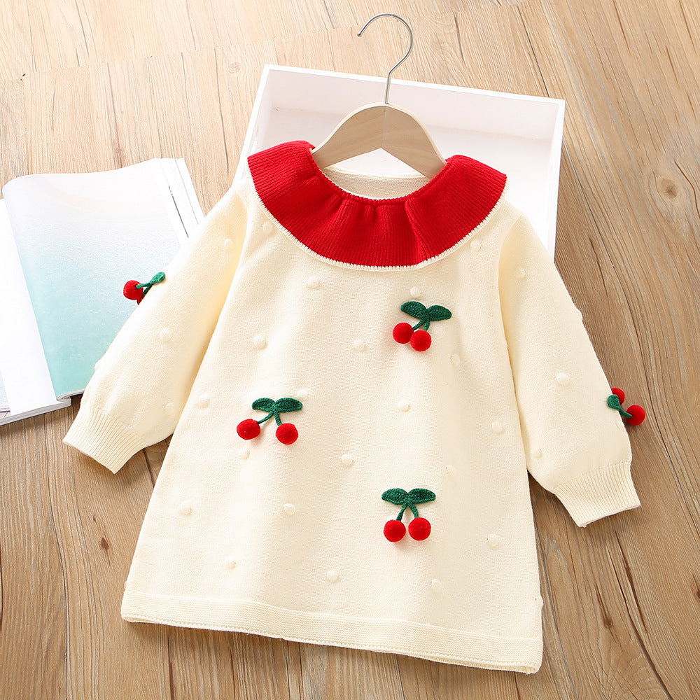 Vestido Infantil de Invierno Cerezas