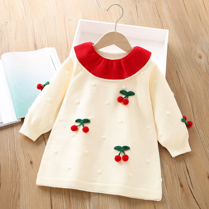Vestido Infantil de Invierno Cerezas
