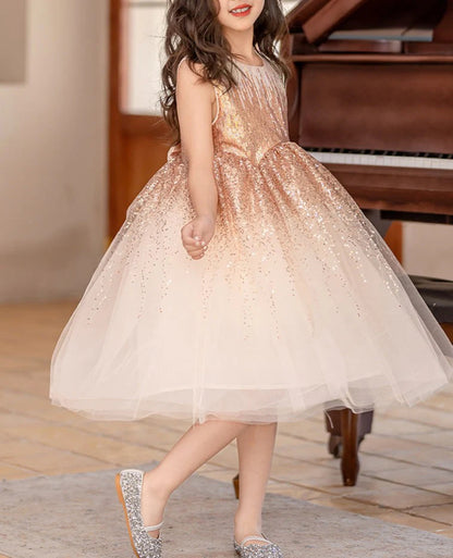 Vestido Infantil Princesa Lazo Brillante