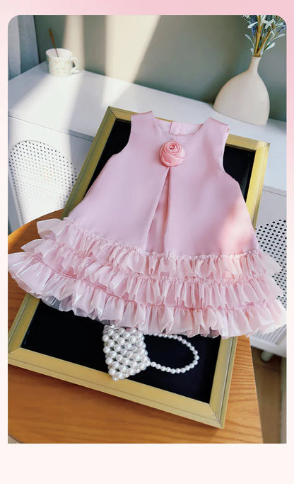 Vestido de Niña con Flores y Bajo de Tul