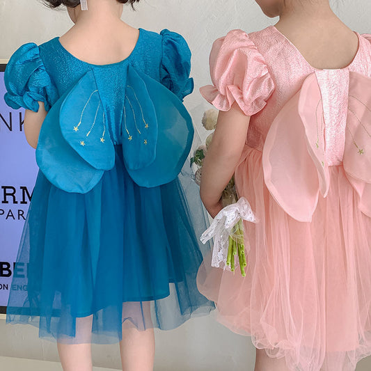 Vestido Infantil Tul Alas Estrellitas