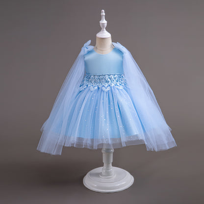 Vestido de Fiesta Infantil Tul Brillante Lazos