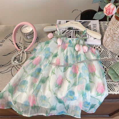 Vestido Infantil Verão Tulipas