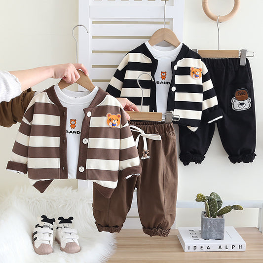Conjunto de invierno de 3 piezas para niño, osito de peluche