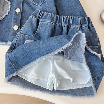 Conjunto Vaqueros Infantil Corazones