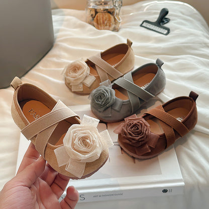 Zapato Infantil Mujer Flor Trenzada