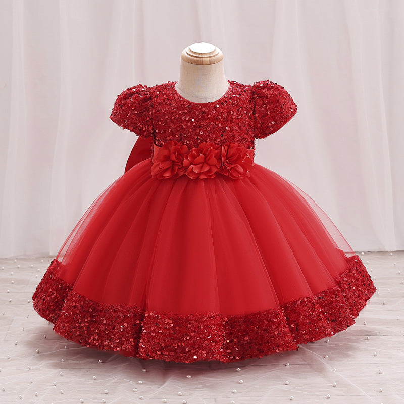 Vestido Infantil Flores Brillantes