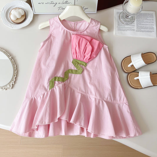 Vestido Infantil Flor Rosa