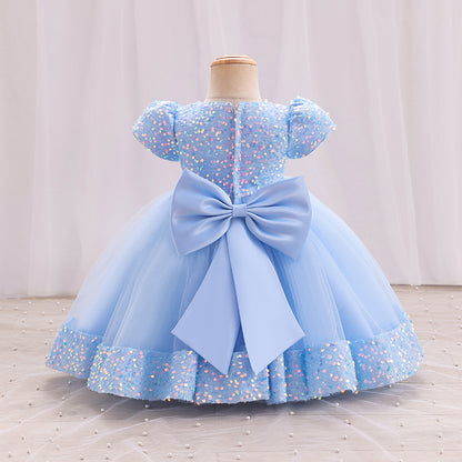 Vestido Infantil Flores Brillantes
