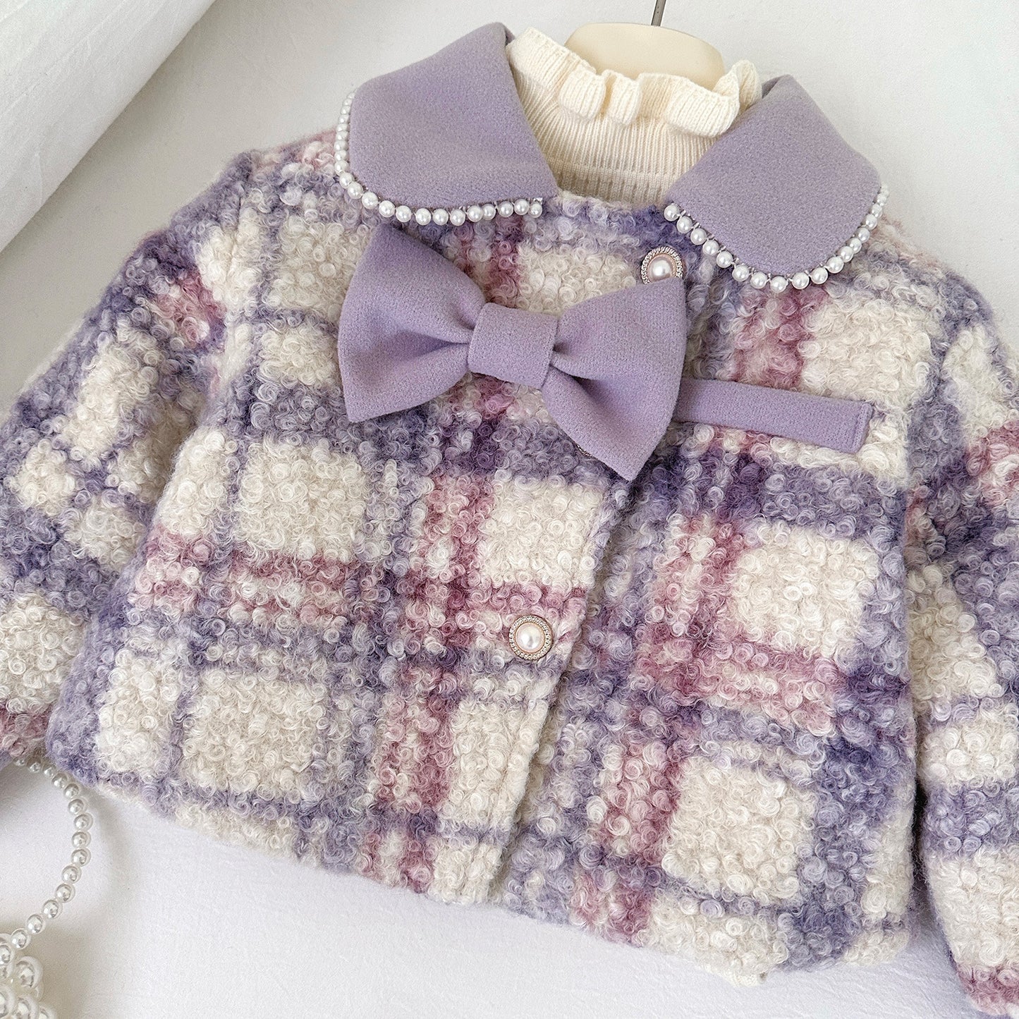 Conjunto de invierno para niña con perlas