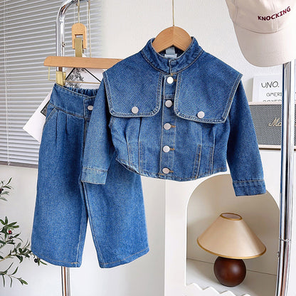 Conjunto Infantil Mujer Vaqueros con Botoncitos