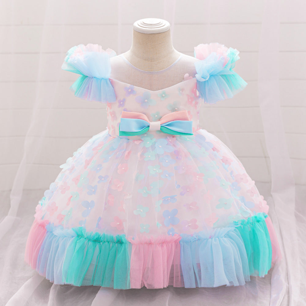 Vestido de Fiesta Infantil Flores de Colores