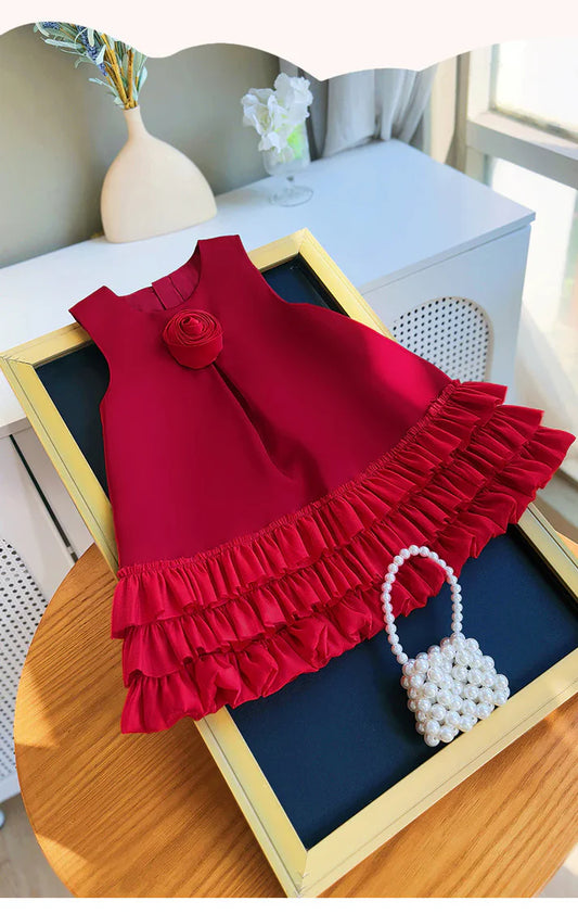 Vestido de Niña con Flores y Bajo de Tul