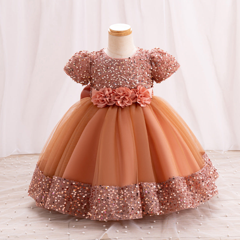 Vestido Infantil Flores Brillantes