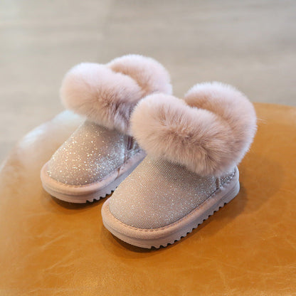 Botas infantiles con purpurina y pelo