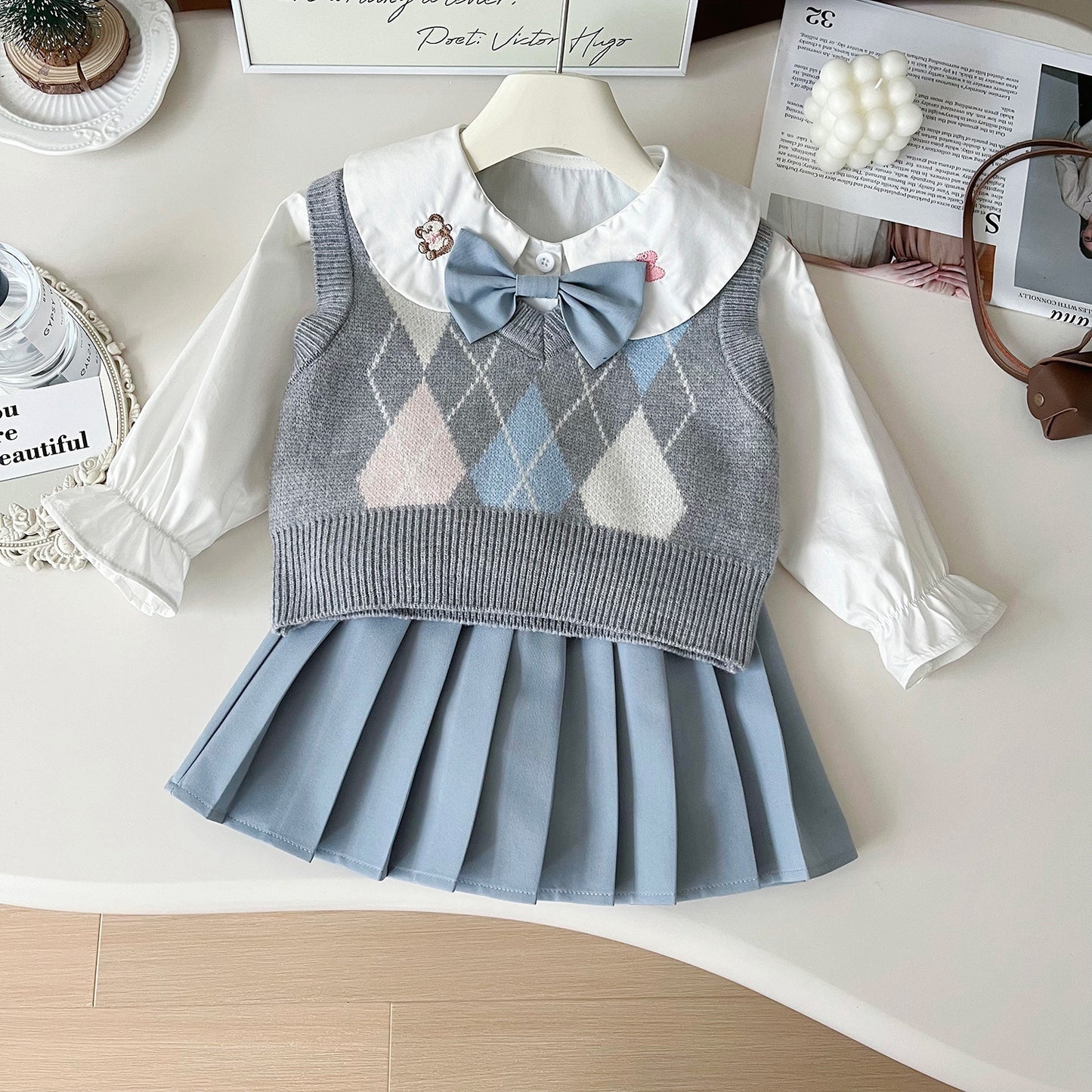 Conjunto Curto Infantil de 3 Peças Para Meninas