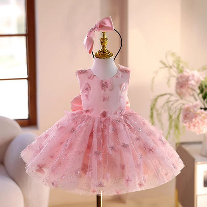 Vestido infantil de tul con florecitas