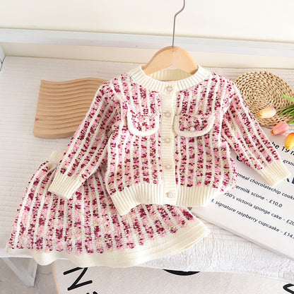 Conjunto de invierno de tweed para mujer y niño