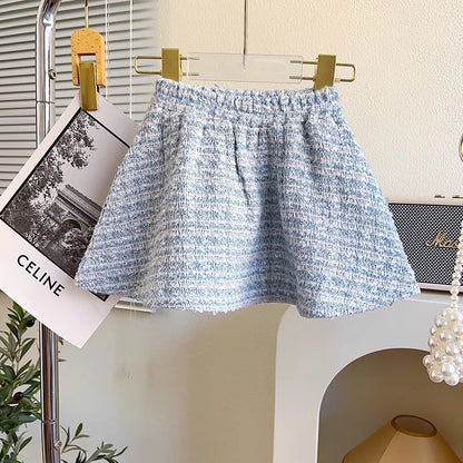 Conjunto de Tweed Azul Para Niñas