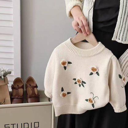 Jersey de Punto para Niña Flores