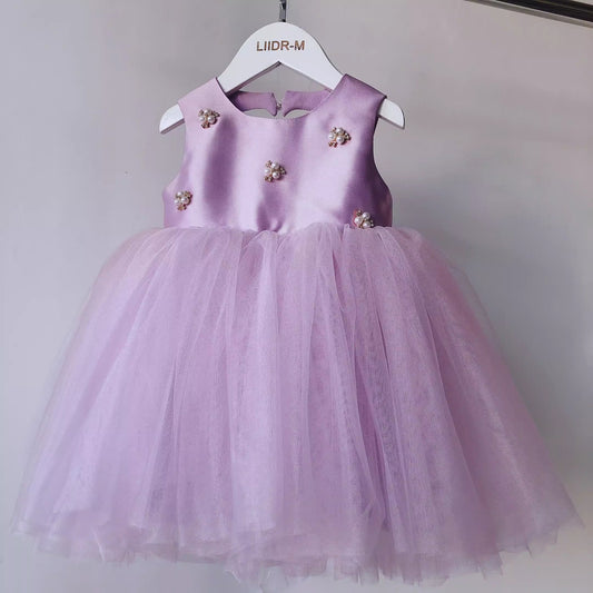 Vestido de Fiesta de perlas Morado