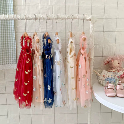 Vestido Infantil de Tul de Estrellas