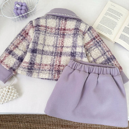 Conjunto de invierno para niña con perlas