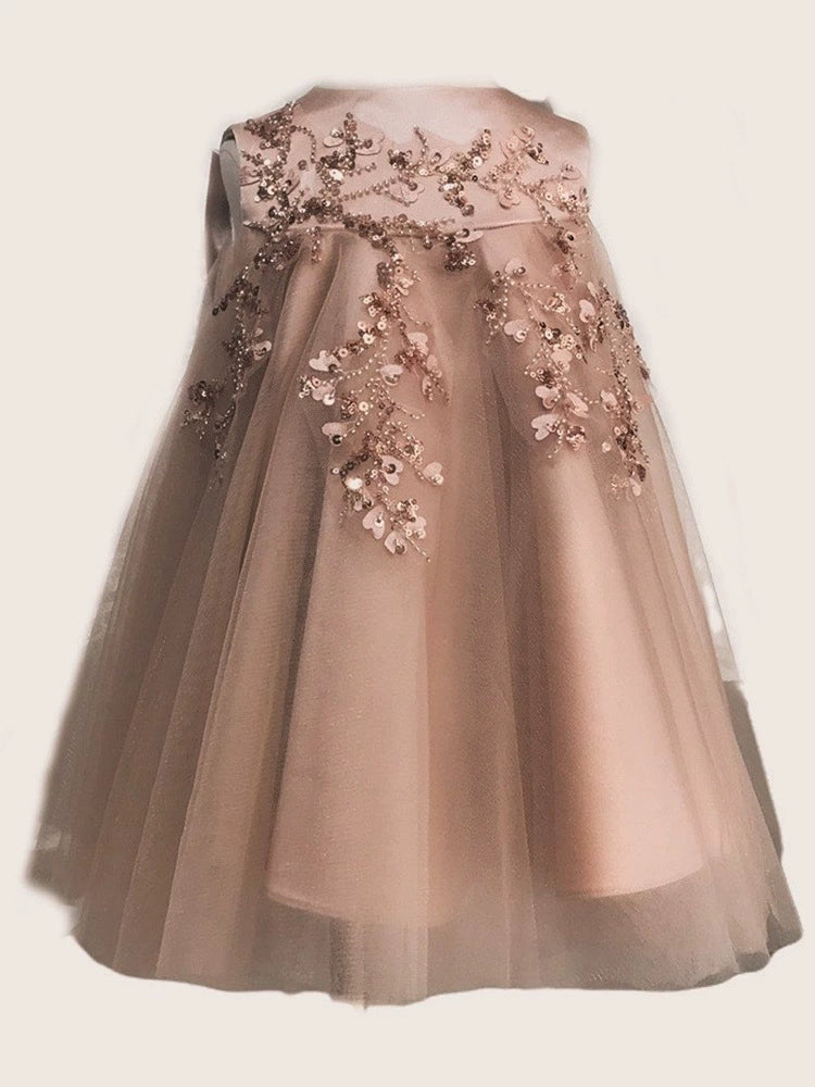 Vestido Infantil de Fiesta con Bordado Floral
