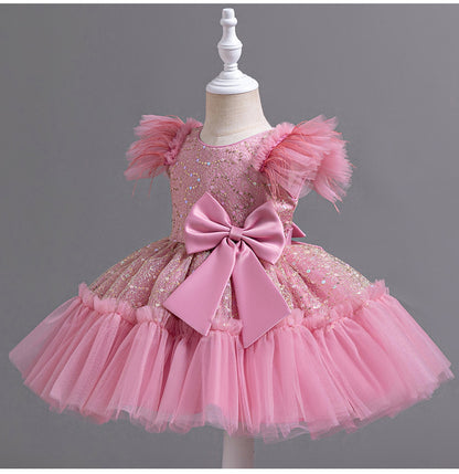Vestido de Fiesta Infantil de Encaje Brillante