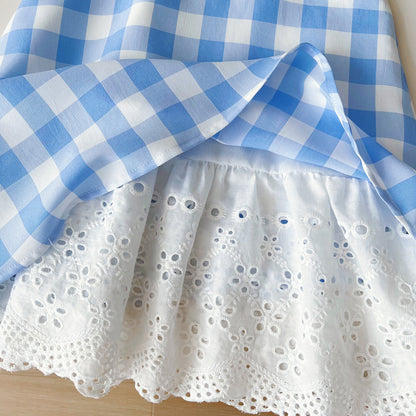 Vestido Infantil Cuadros Azul