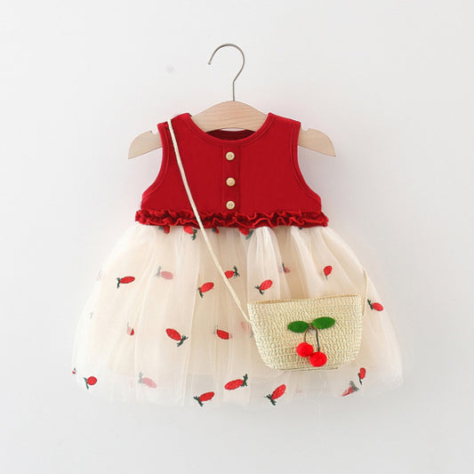 Vestido Infantil Tul Frutas