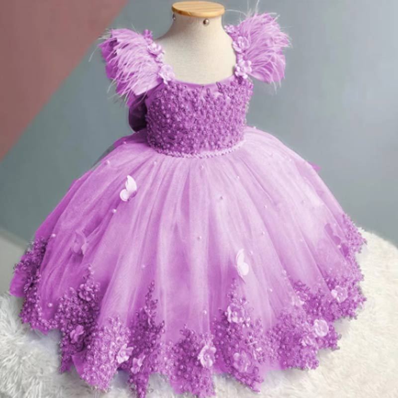 Vestido de Fiesta Infantil Mariposa Perlas
