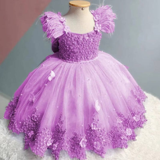 Vestido de Fiesta Infantil Mariposa Perlas