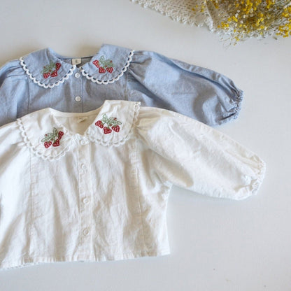 Camisa Infantil Mujer Cuello Fresa