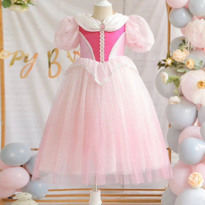 Vestido Infantil Princesa Rosa