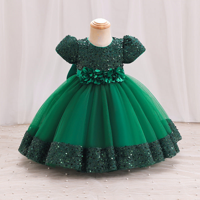 Vestido Infantil Flores Brillantes