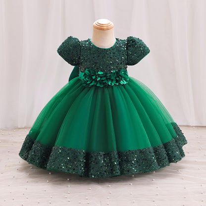 Vestido Infantil Flores Brillantes