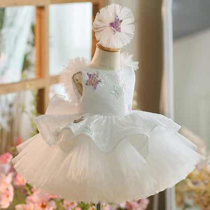 Vestido de Fiesta Infantil Estrellas Blancas