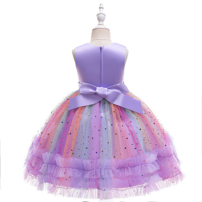 Vestido de fiesta de estrellas de tul de colores