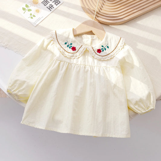 Camisa Infantil Con Cuello Floral