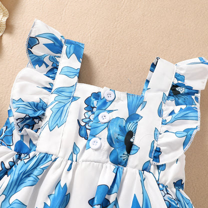 Vestido Infantil Floral Azul