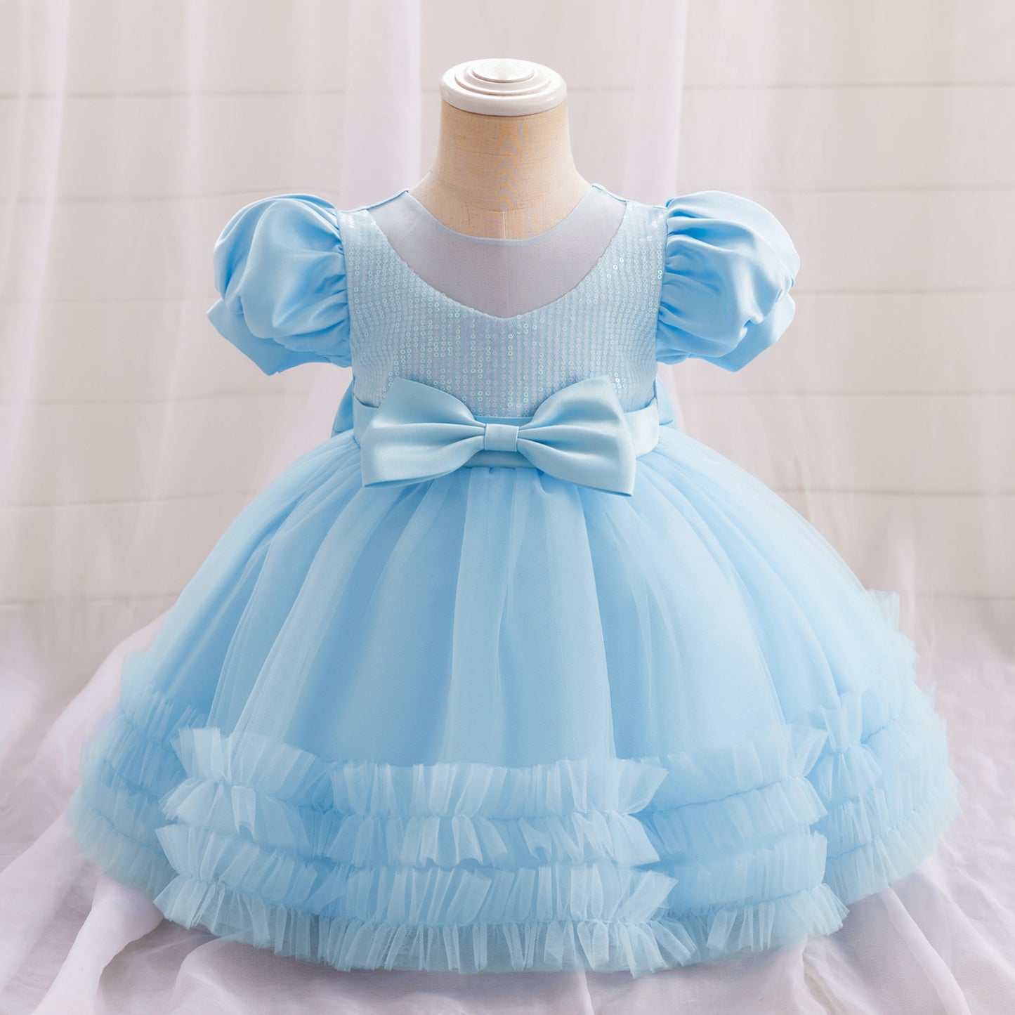 Vestido de Fiesta Infantil Lentejuelas Lazo
